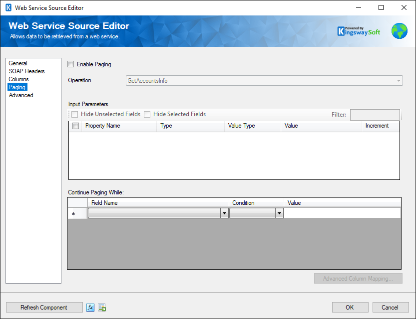 SSIS Web Service Source Component - Paging Page